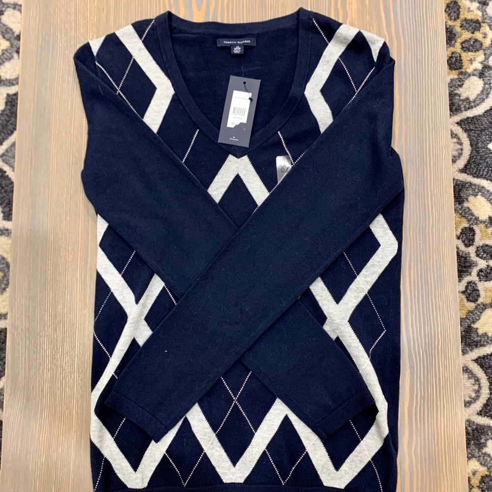 *NEW* Tommy Hilfiger Argyle V-Neck Sweater